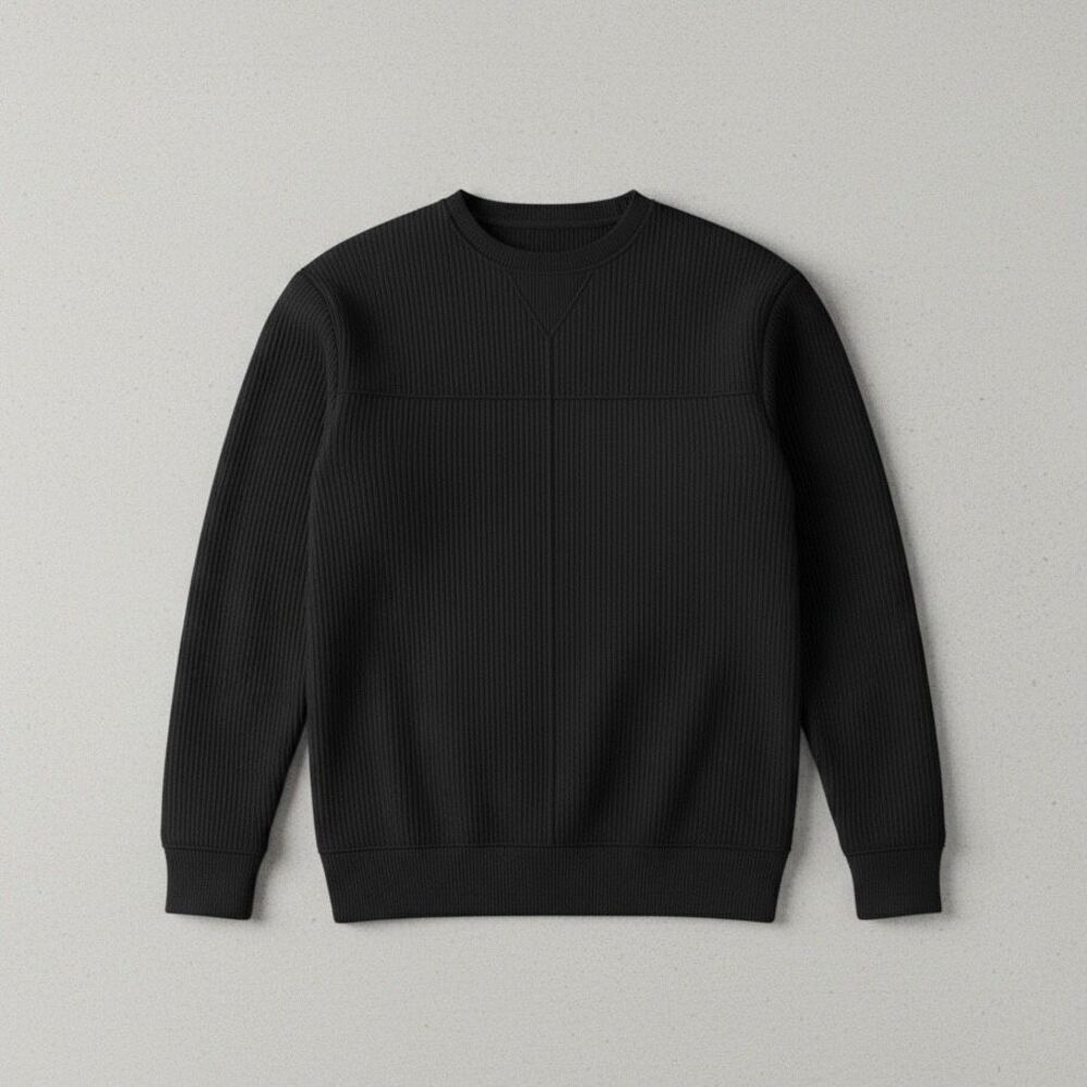 Adriano Goldschmied AG Men’s Black Ribbed Sweatshirt Size M Luxury Knit New - Picture 2 of 8